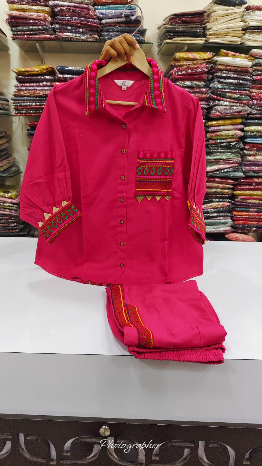 Very stylish boho cordset front and back embroidery patch two piece cordset (C365)