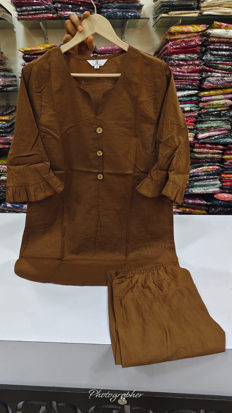 Solid colour with farshi smart two piece cordset (C369)