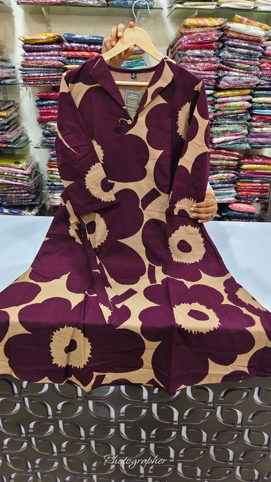 Smart handloom cotton one piece dress (C306)