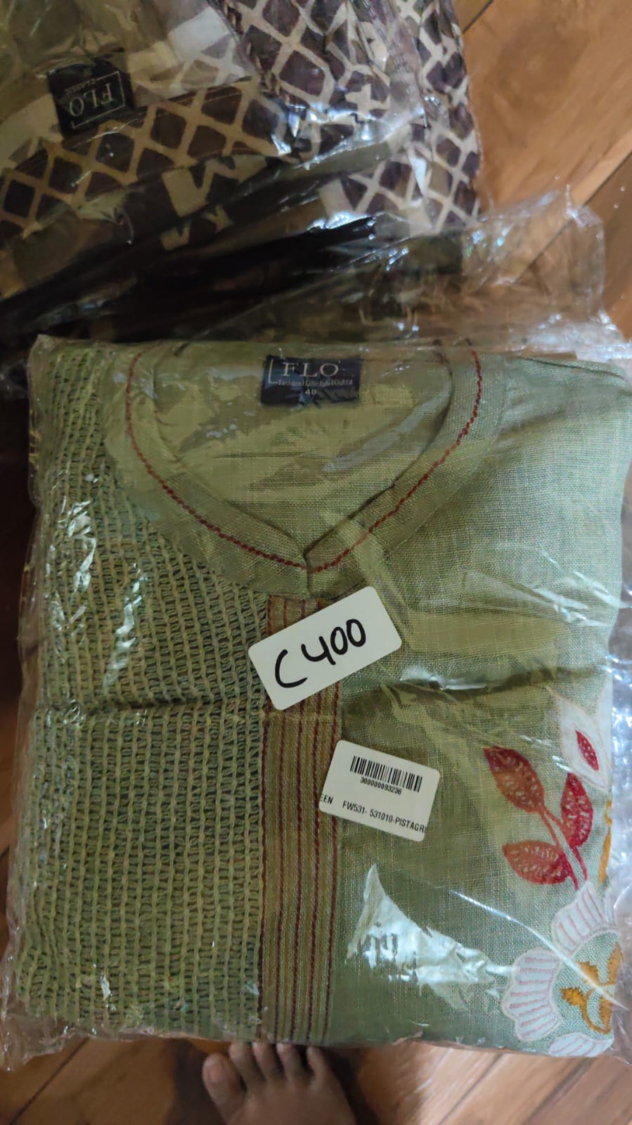 Net cotton slub fully embroidered smart two piece cordset (C400)