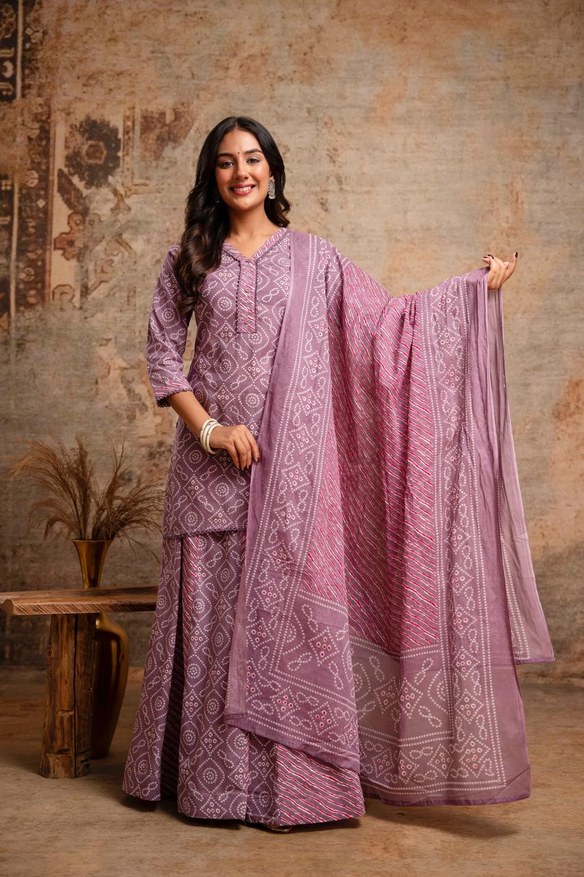 Pure cotton bandani print gopi dress (S272)