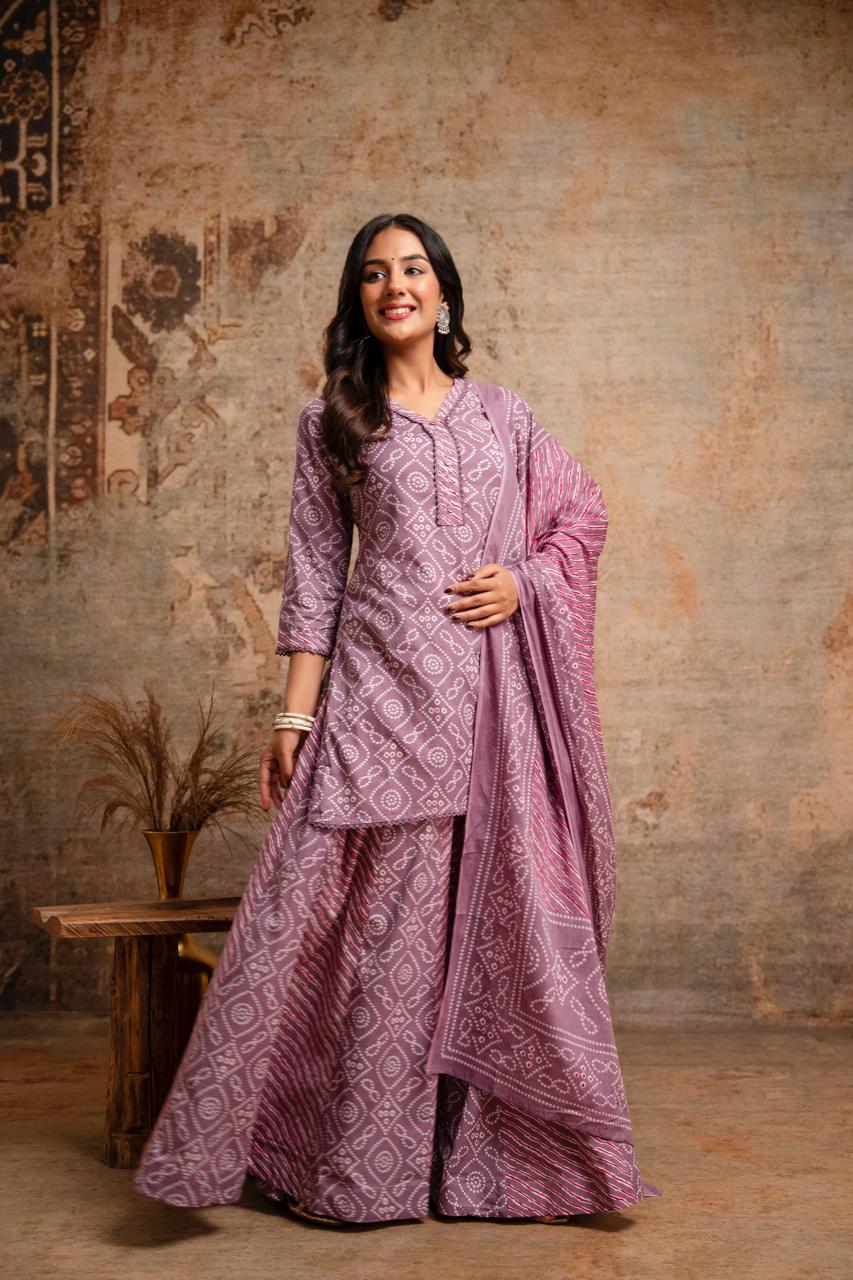 Pure cotton bandani print gopi dress (S272)