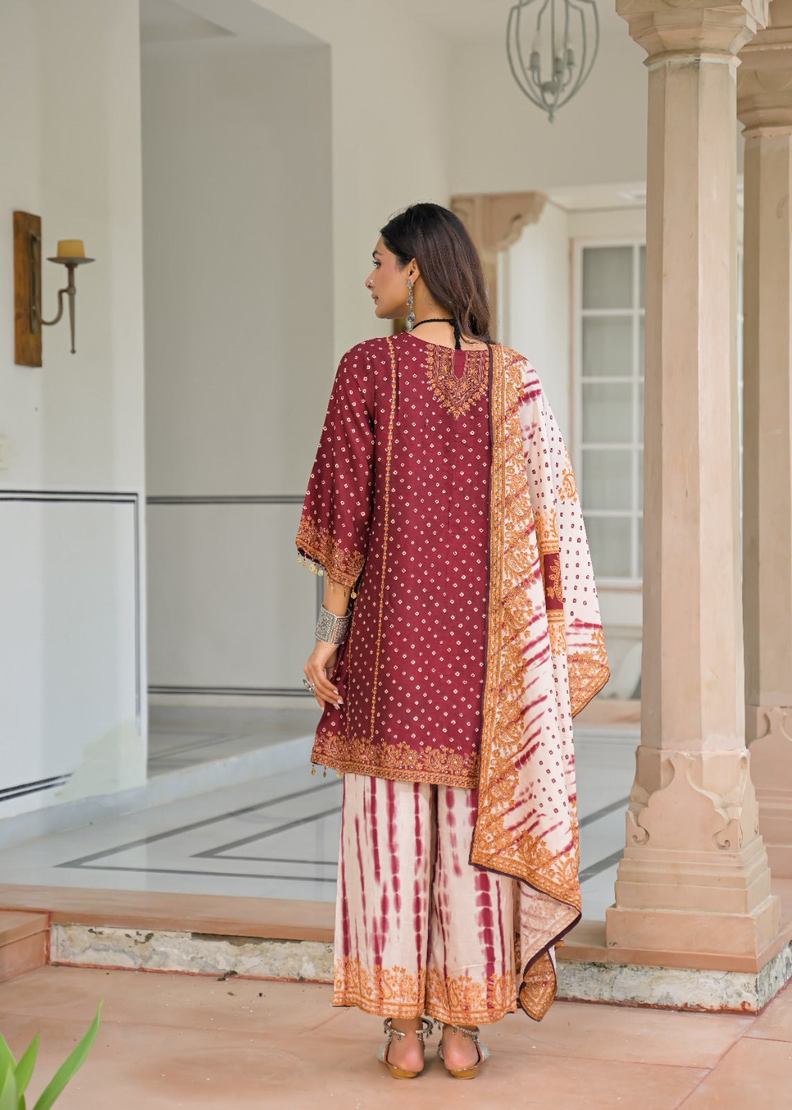 Russian silk with lining farshi salwar three piece set (C450)