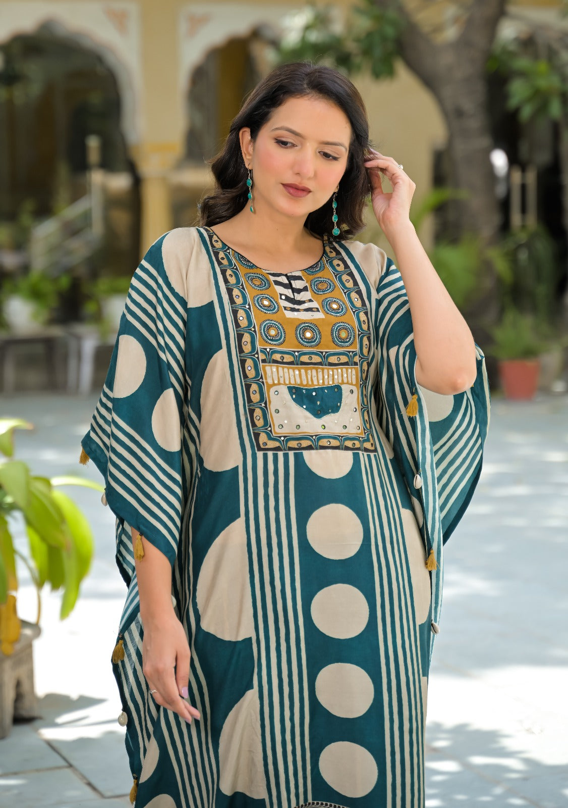 Smart crape two piece kaftan set,(C446)