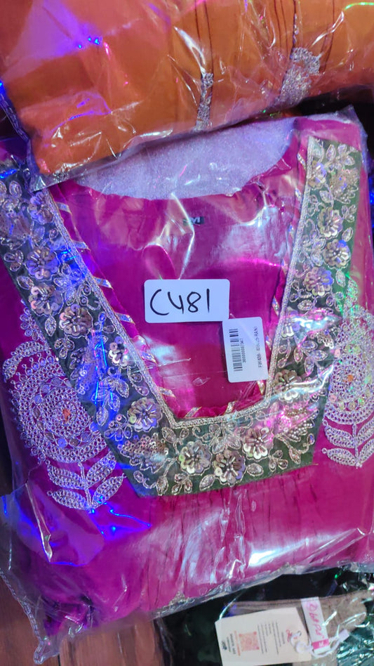 Banarsi pure mul chanderi three piece set (C481)