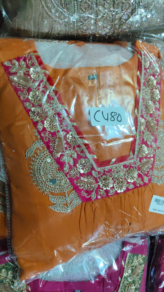 Banarsi pure mul chanderi three piece set (C480)