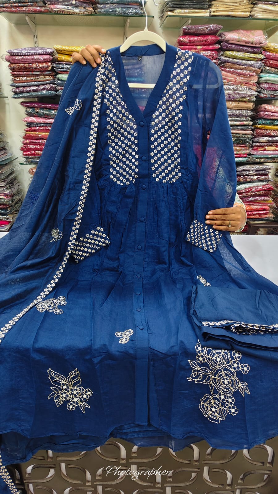 Pure banarasi mul chanderi three piece set (C566)