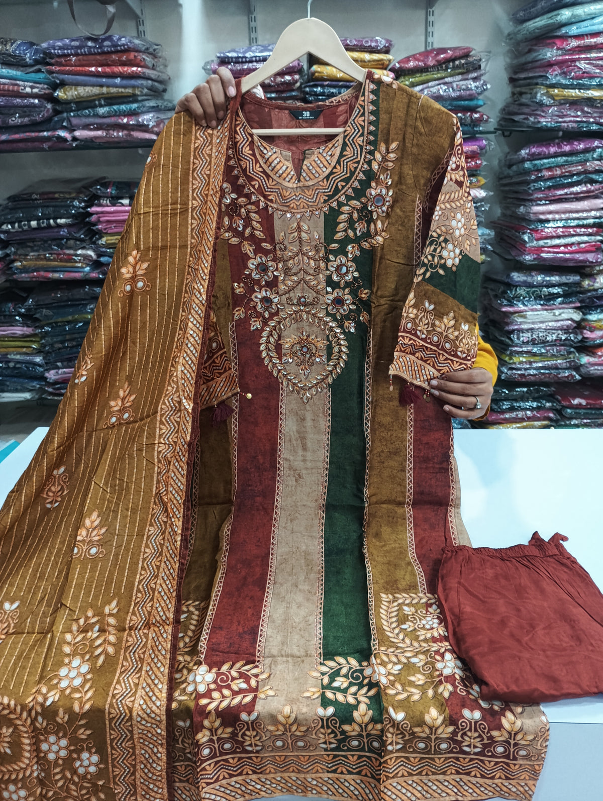 Russian silk with lining three piece set (C651)
