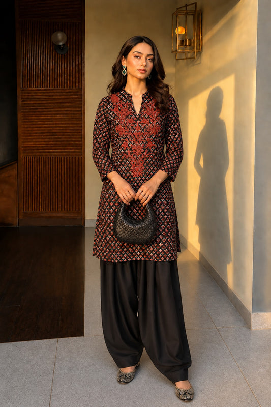 Pure cotton with farshi salwar ajrakh print smart two piece (S366)