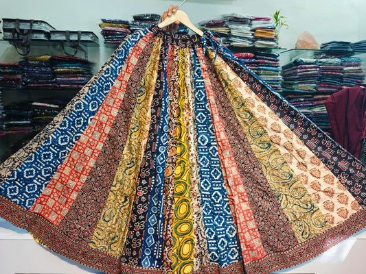 Pure cotton flared skirt free size upto 46 (F128)