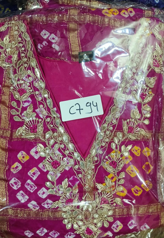 Pure gaji silk ghatchola three piece set (C794) (back is plain without lagdi border)