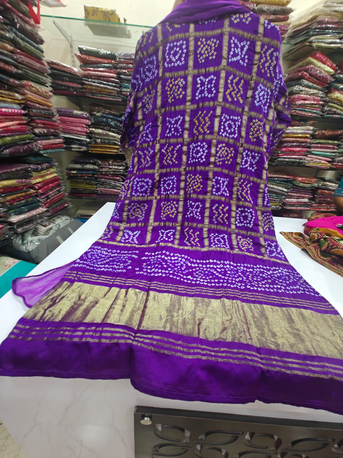 Bandani ghatchola with lagadi border three piece set (C793) (front and back with lagdi border)