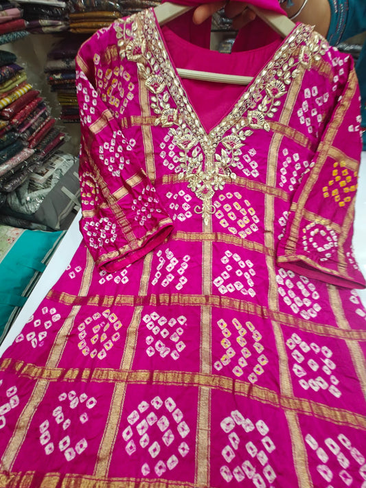 Pure gaji silk ghatchola three piece set (C794) (back is plain without lagdi border)