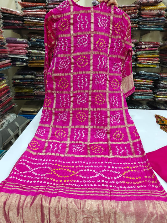 Bandani ghatchola with lagadi border three piece set (C792) (front and back with lagdi border)