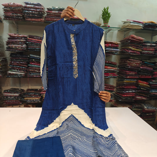 Blue pure mul silk two piece set (A668)