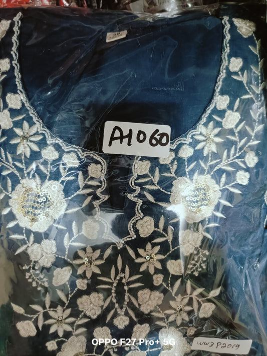 Blue mul chanderi three piece set (A1060)