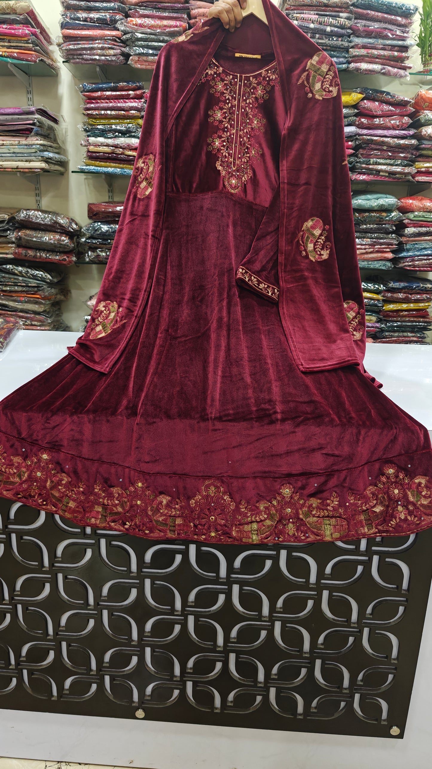 Premium velvet A-line three piece set (B37)