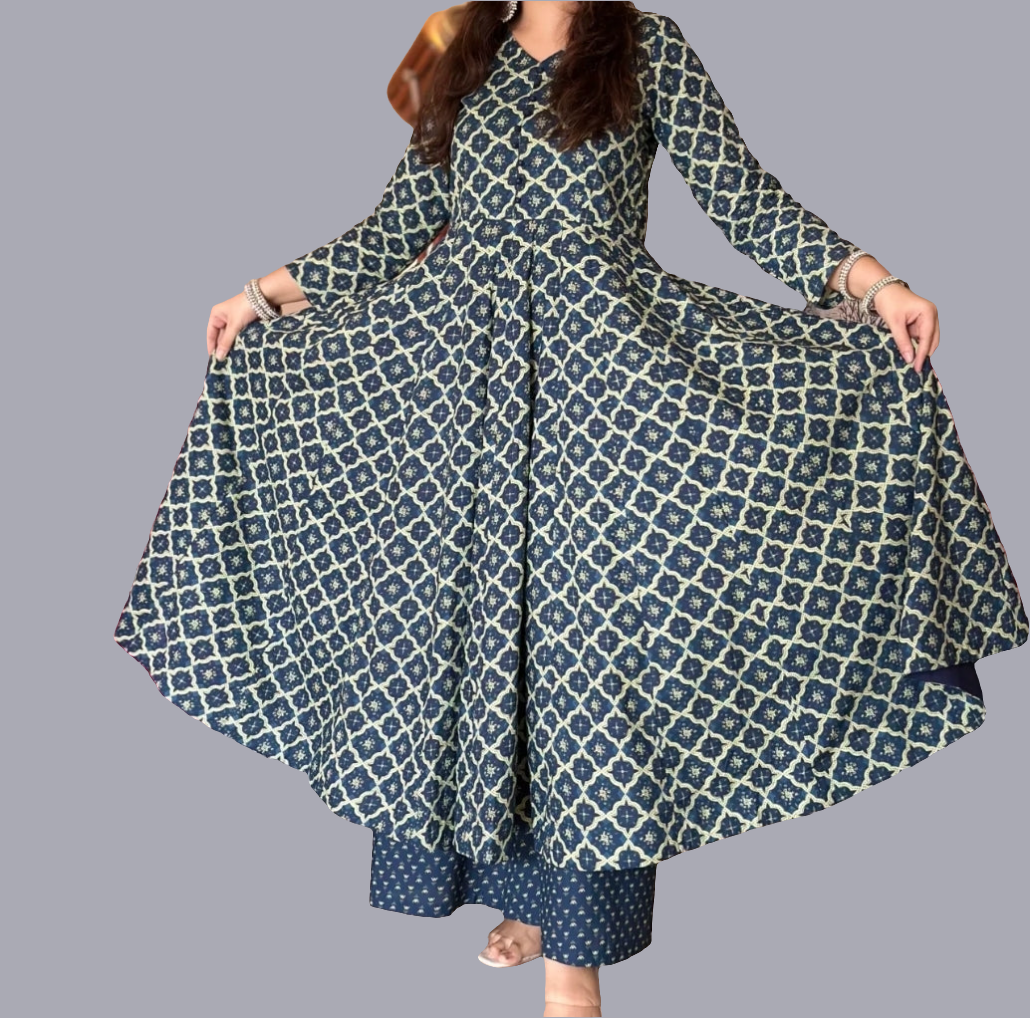 Indigo blue original block print three piece set (P1298)