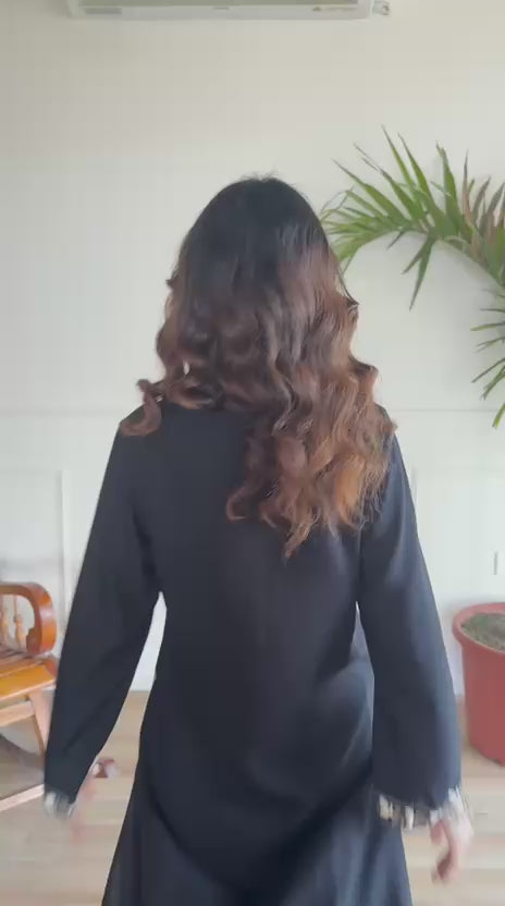 Black cotton modal smart two piece cordset (B279)