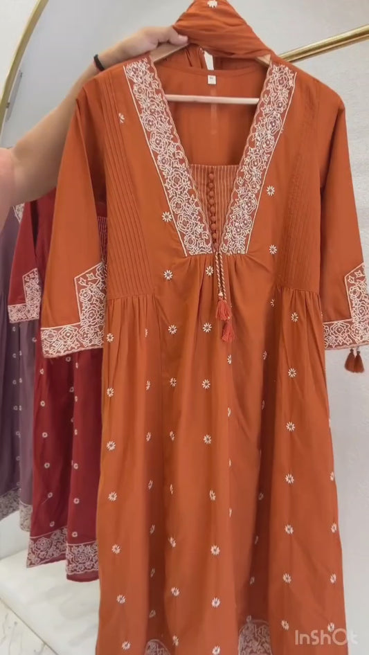Orange pure cotton three piece set (P2363)