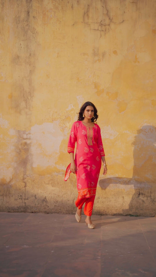 Rani 🩷  bandani print pure mul silk two piece cordset (A268)