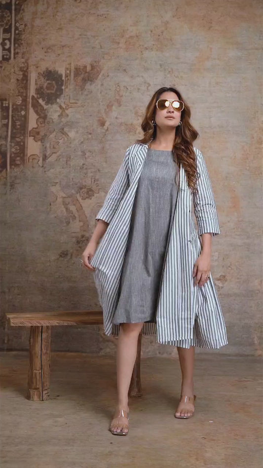 Stylish cotton linen two piece dress length 41 inch (S383) (next weekend dispatch)
