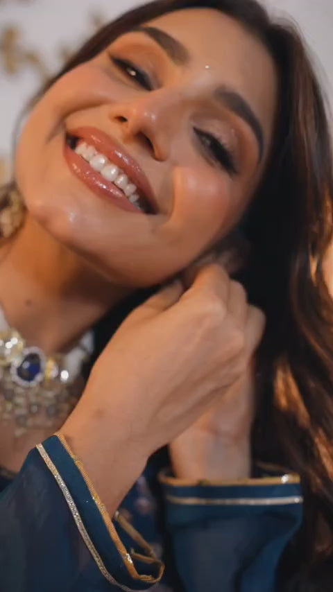 Pure oraganza designer three piece sharara set (A1217)