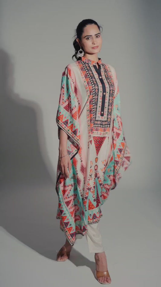 Designer pure mul silk kaftan set (P520)