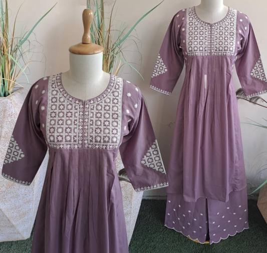 Pure cotton fully embroidered two piece set (P2118)