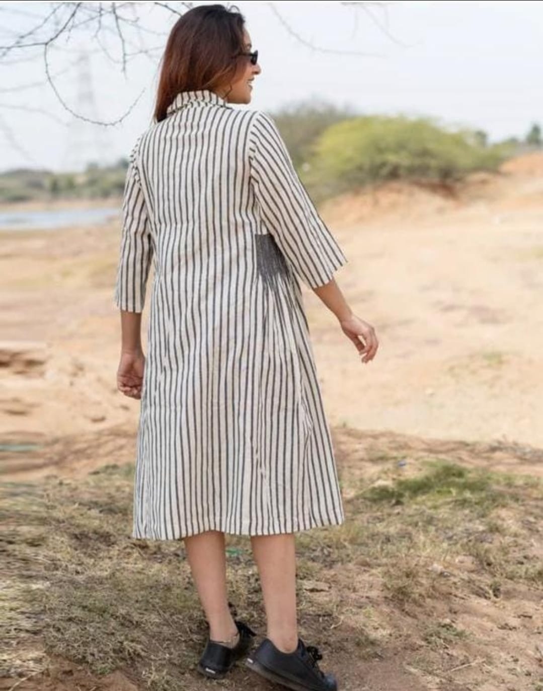 Stylish cotton linen two piece dress length 41 inch (S383) (next weekend dispatch)