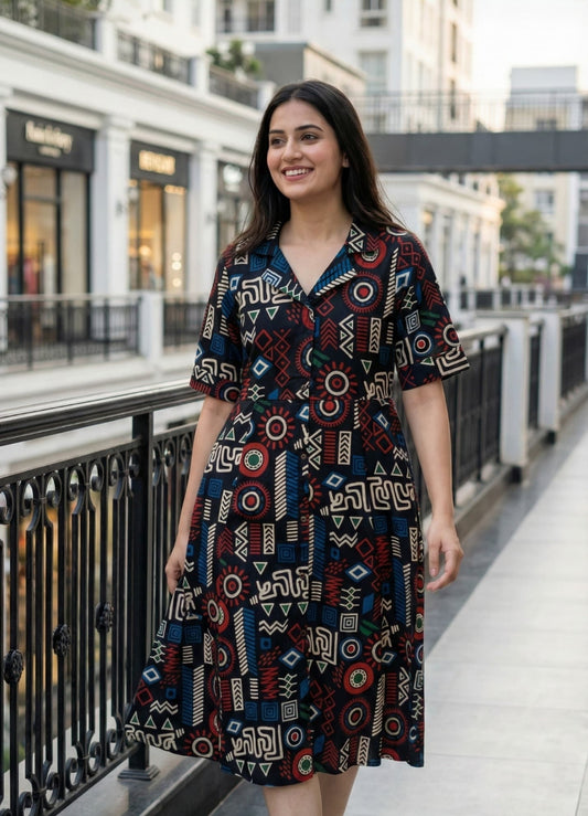 Pure cotton one piece dress length is 47 inch (B125)