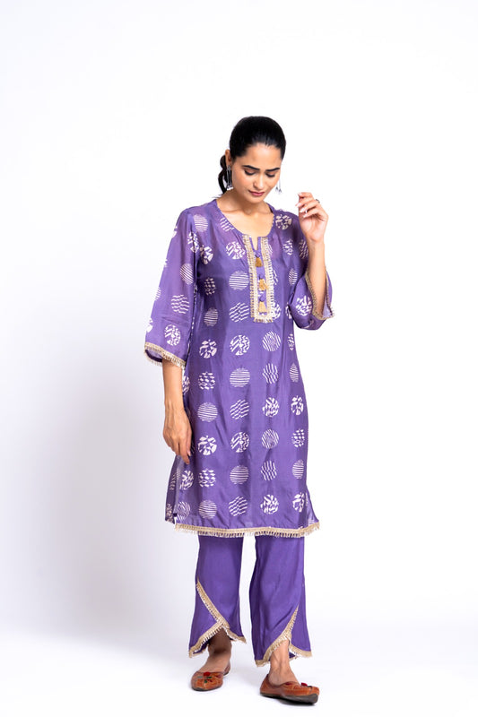 Purple silk designer two piece cordset (P887)