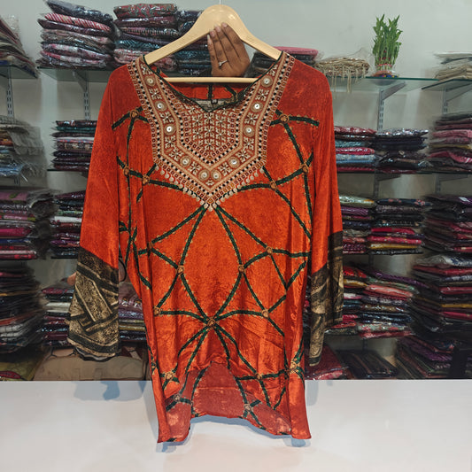 Rust pure crape Designer top (A515)