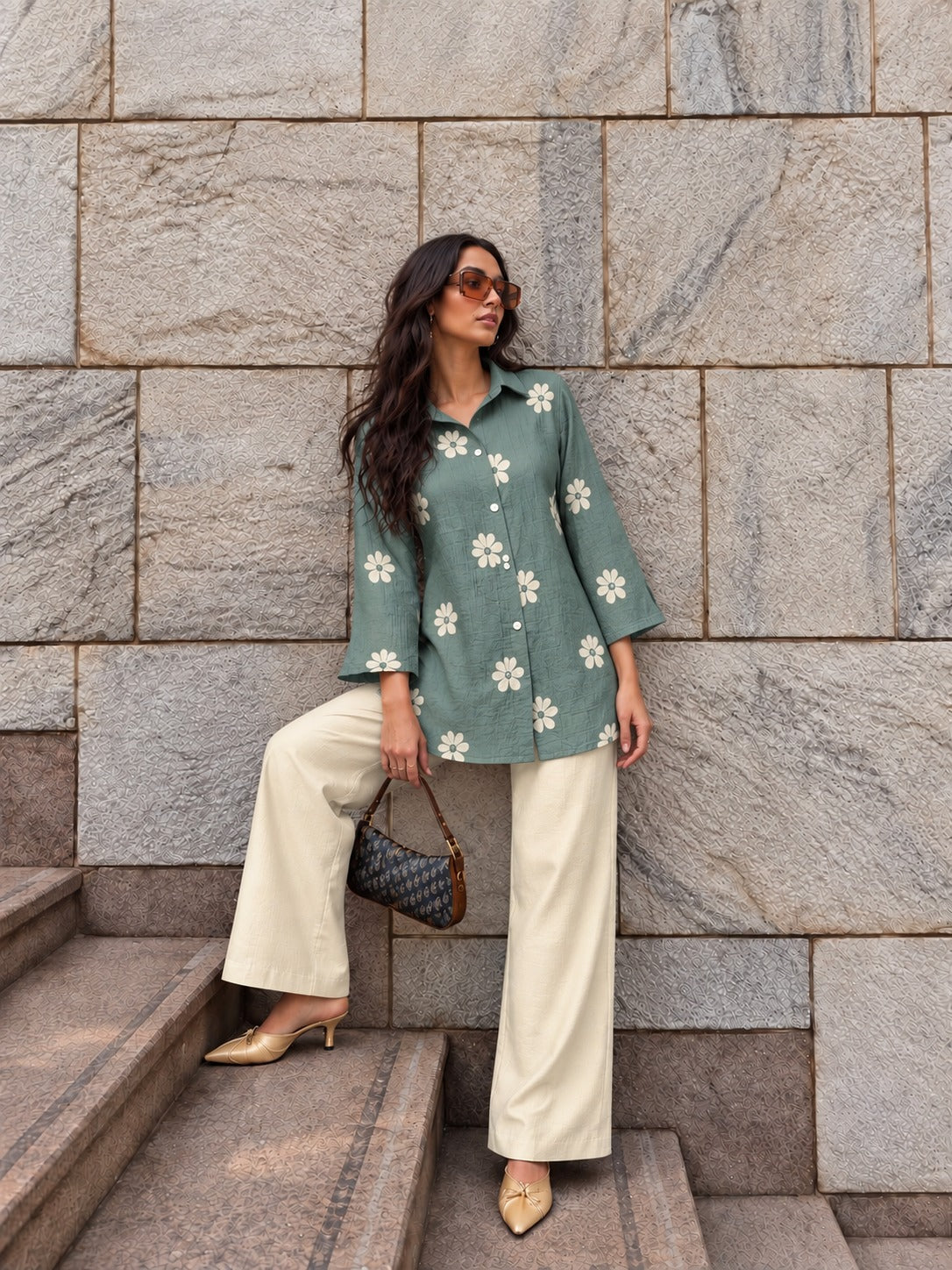 Imported cotton with wide plazo two piece cordset (S428)