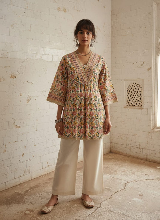 Pure jaipuri cotton stylish two piece cordset (A1752)