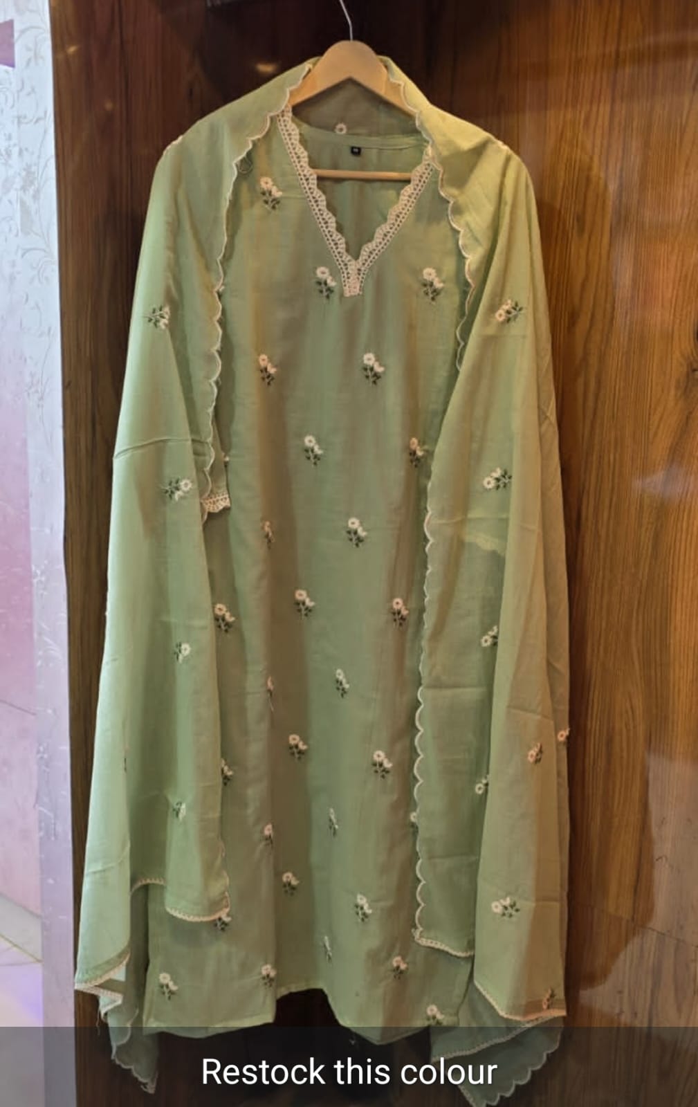 Pure cotton with lining full thread work three piece set (B868)