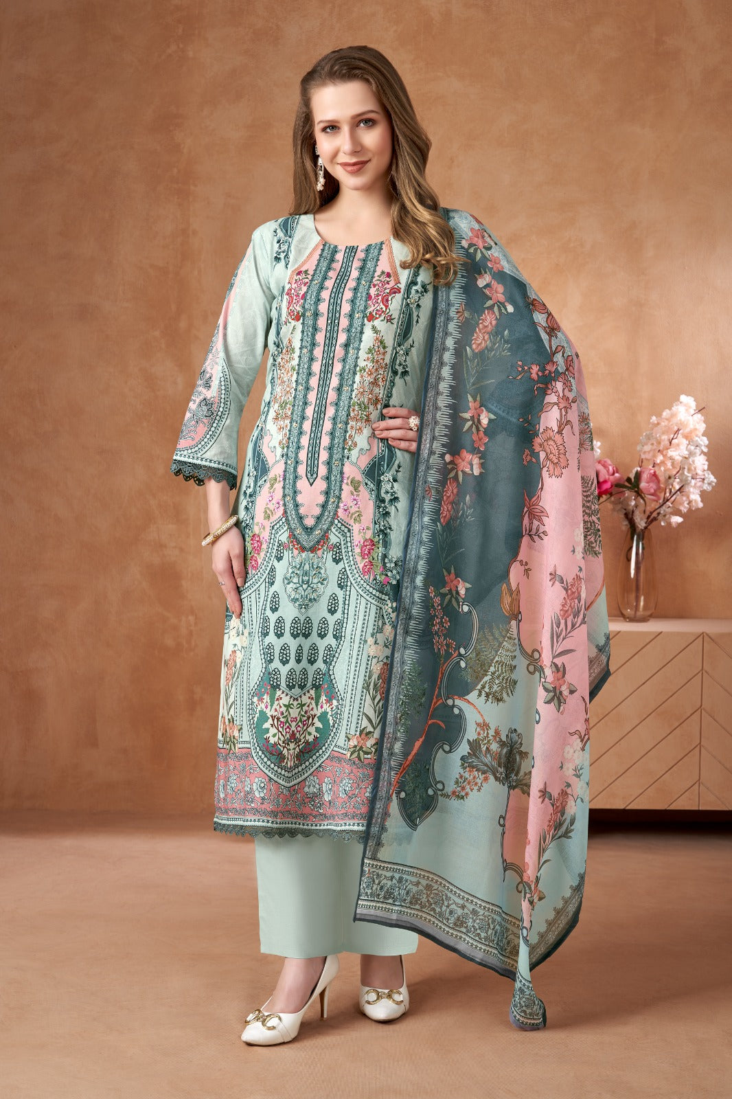 Summer elsa pure cotton digital print three piece set (P2169)