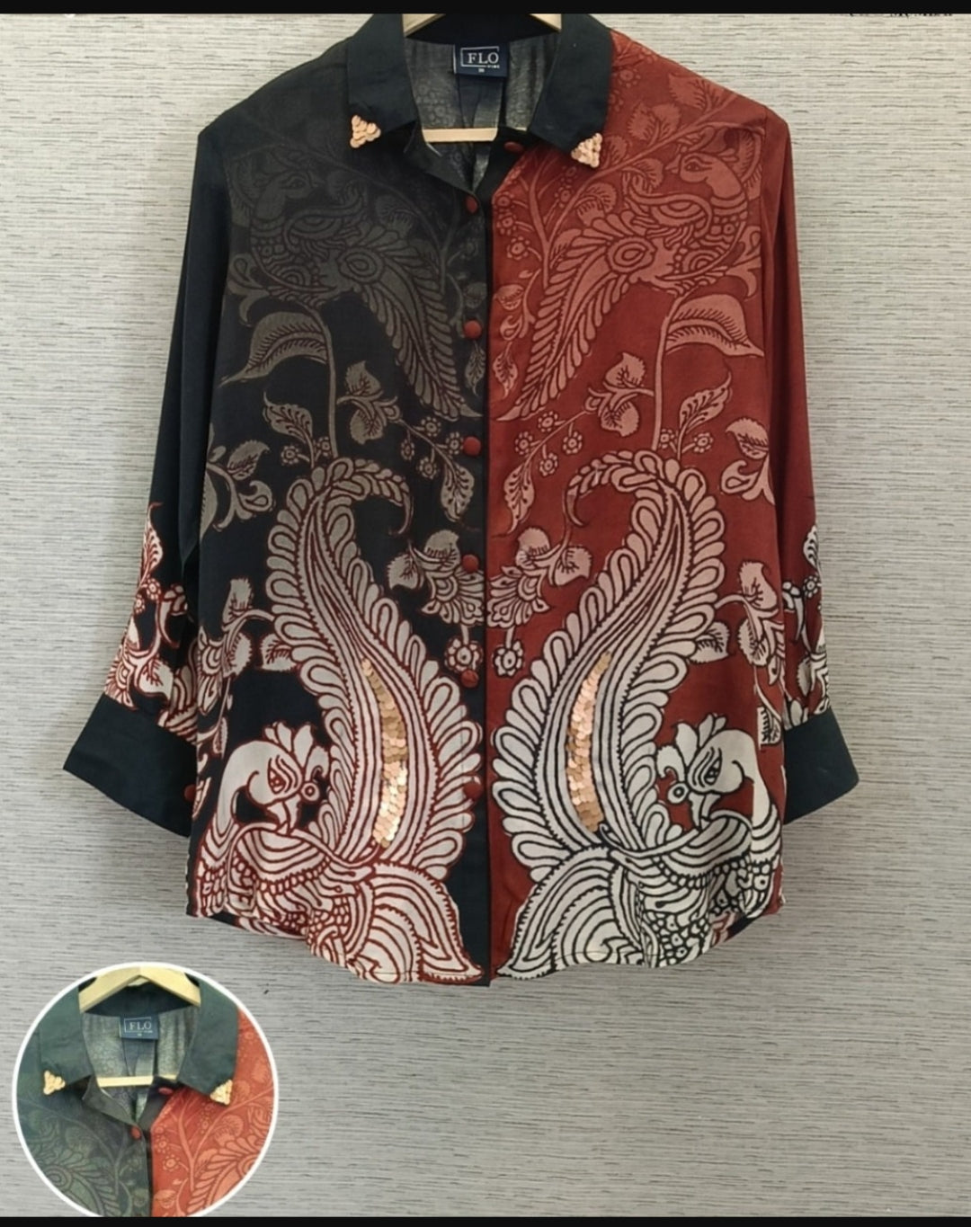 Pure crape silk shirt fit up to 46 size (A1280)