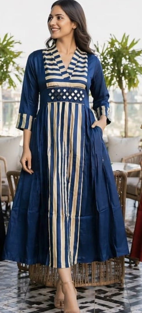 Modal silk with real mirror one piece dress (C463)