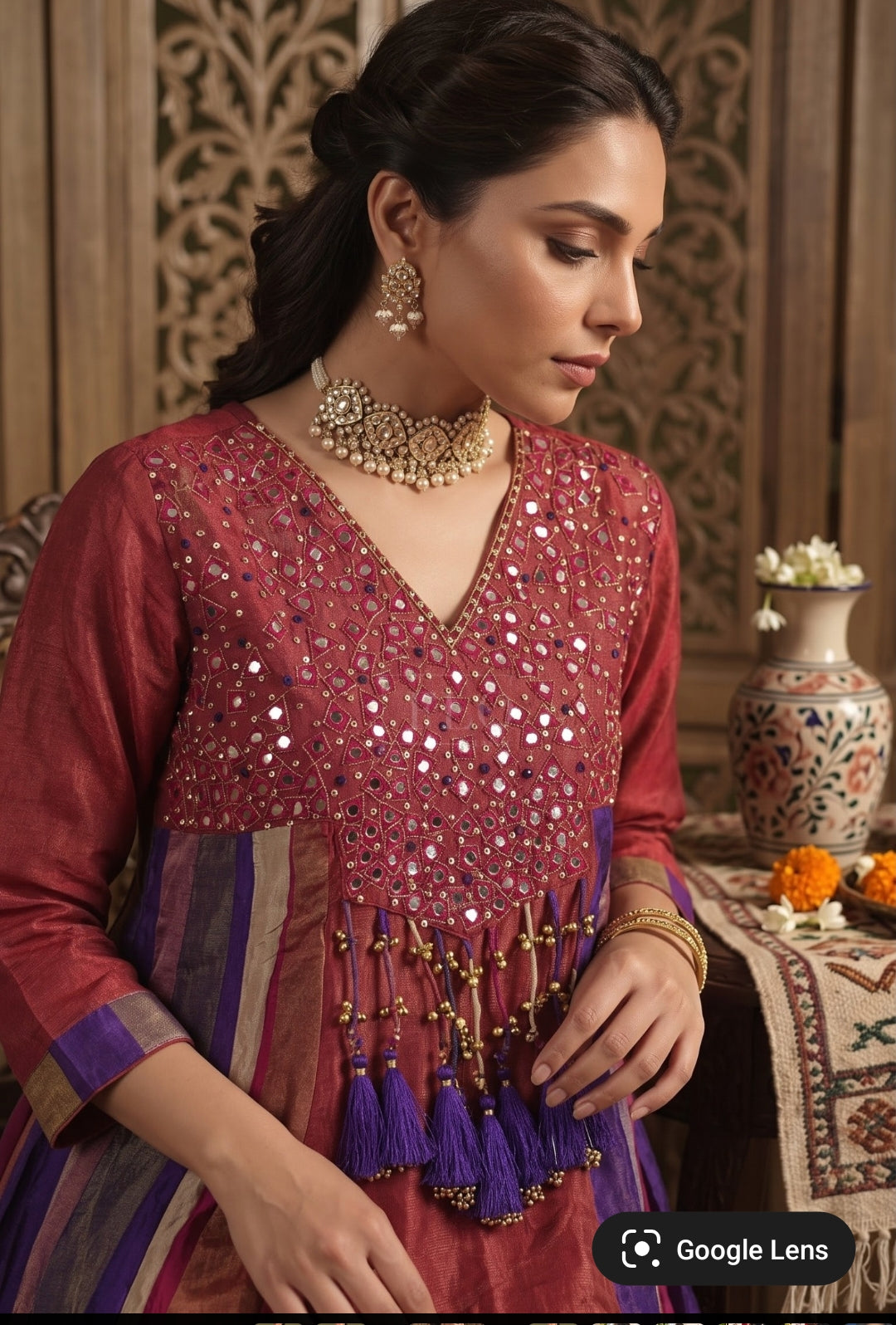Pure tissue mul chanderi three piece set (C731)