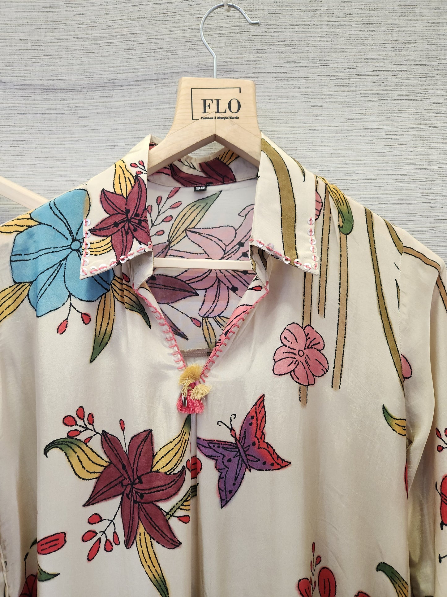 Pure crape digital print two piece cordset (A1800)