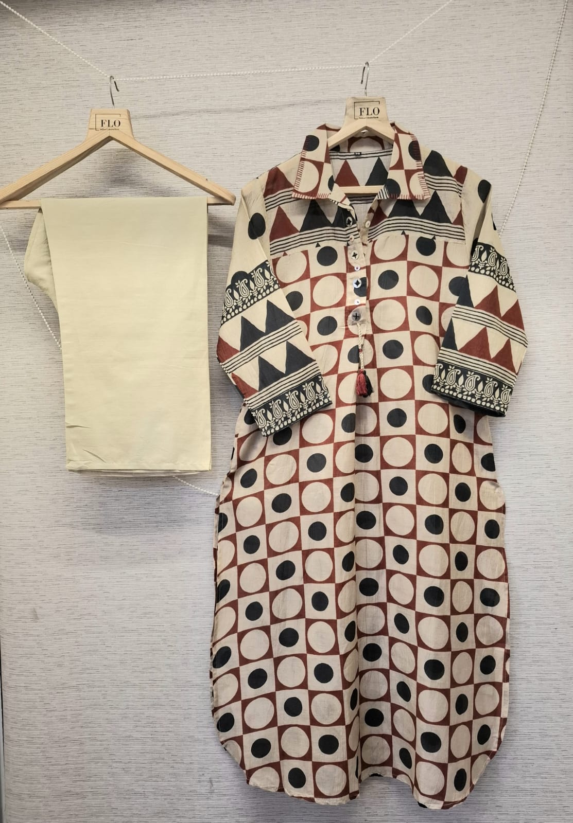 Mul chanderi block print smart two piece cordset (C107)