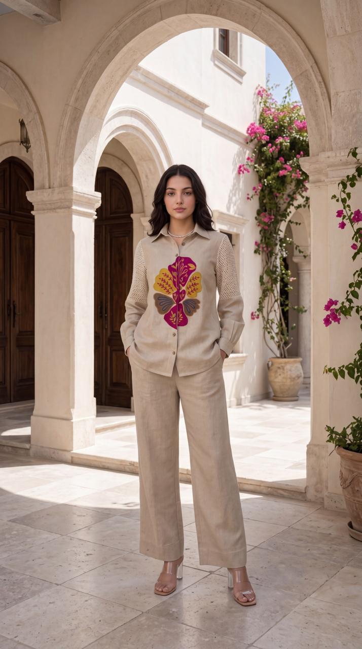 Jute linen with lining smart two piece cordset (B752)