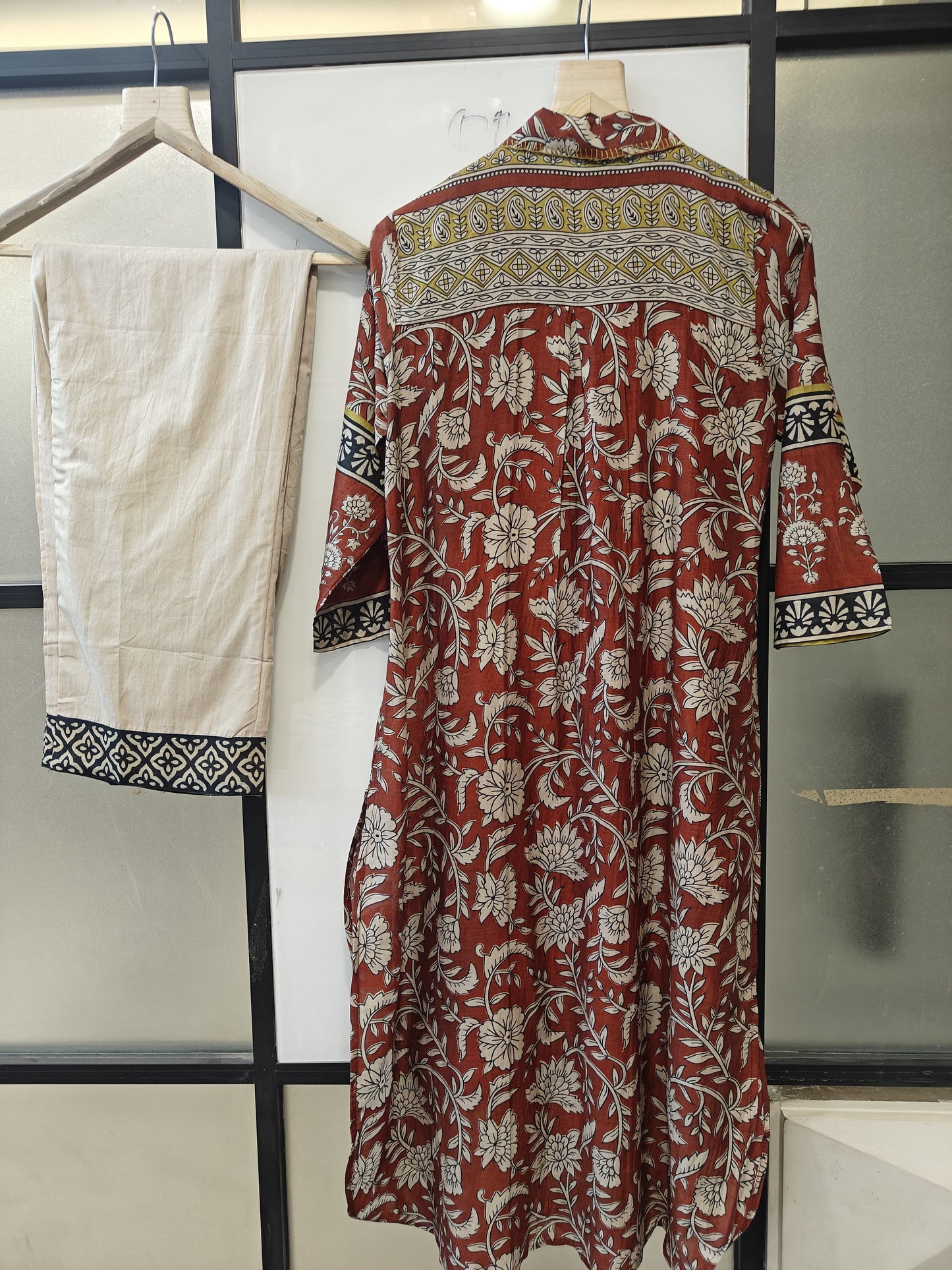 Pure mul chanderi original kalamkari two piece cordset (B421)