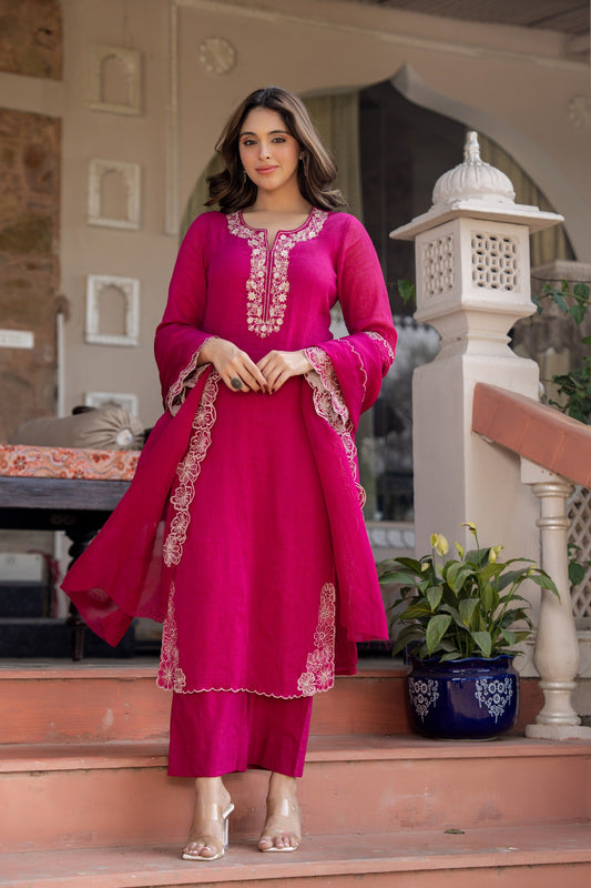Crush cotton with lining beautiful three piece set (B657)