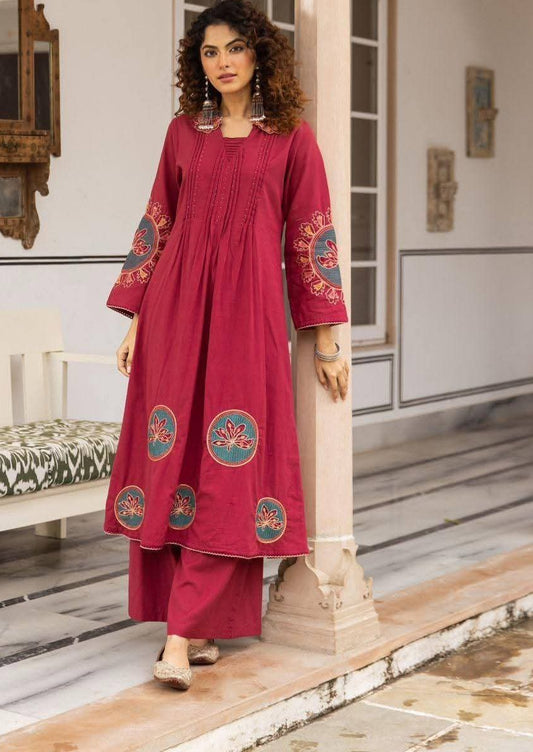 Cotton with full embroidery smart two piece cordset (B838)