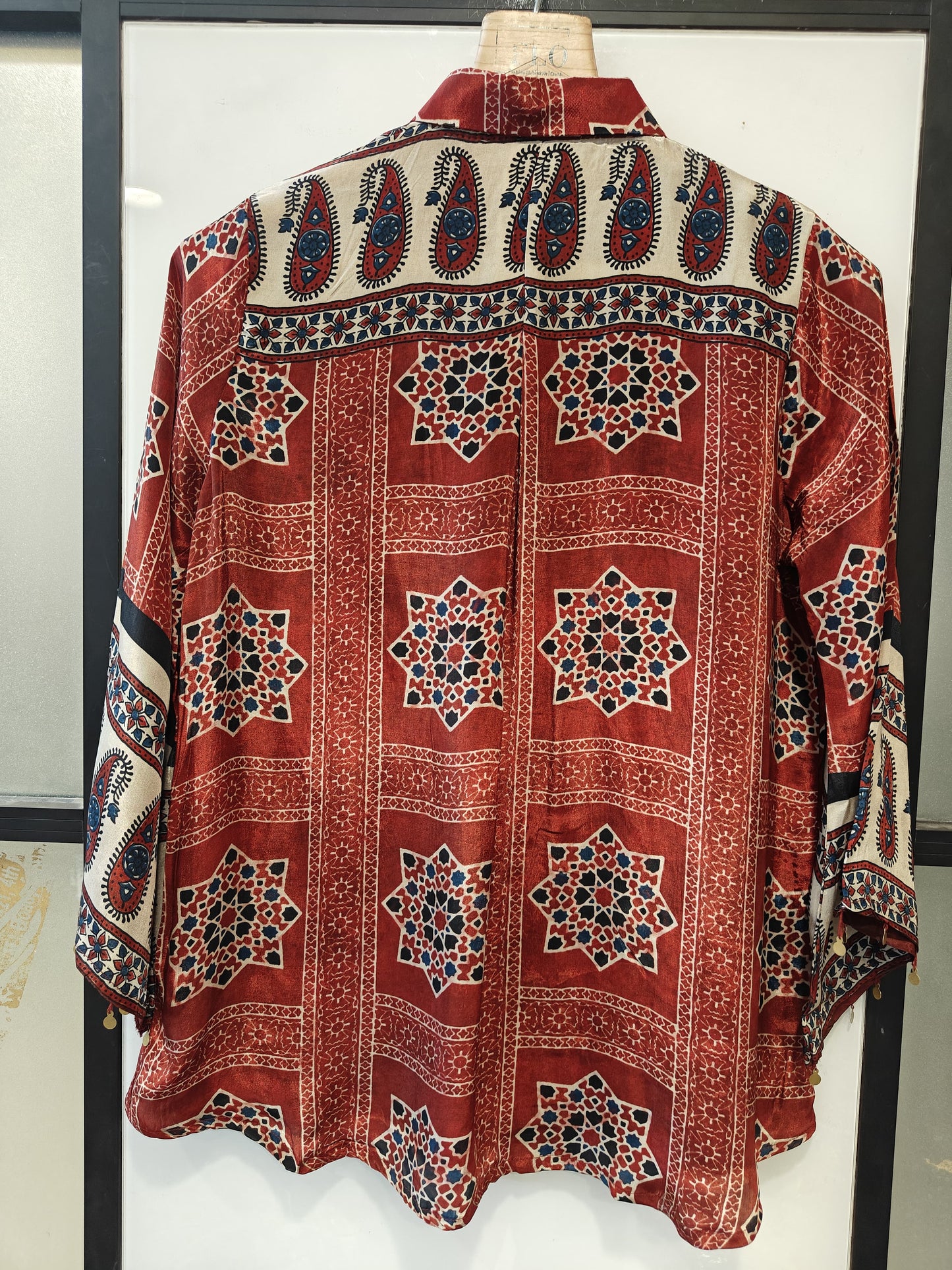 Mahroon pure crape bandani print only shirt (B827)