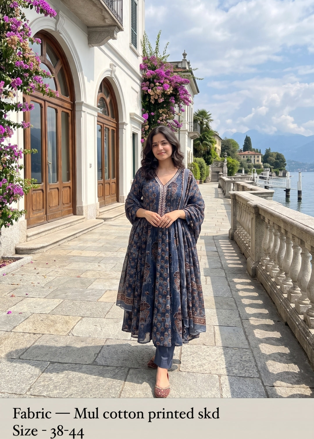 Mul cotton with lining three piece set (C386)