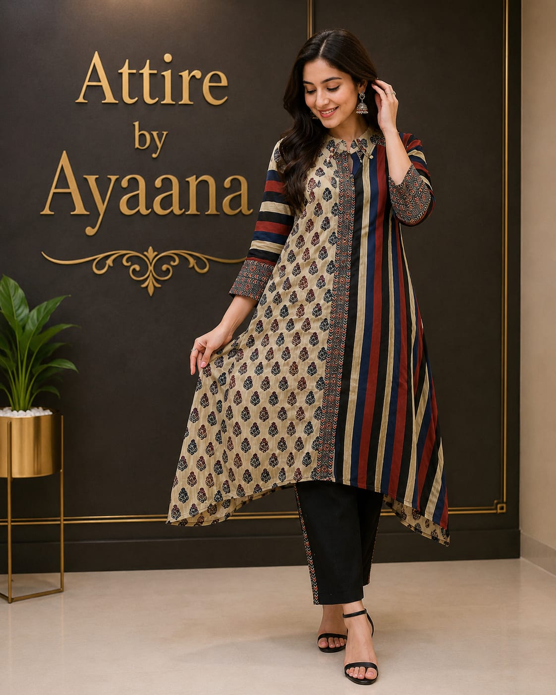 Natural crape smart two piece cordset loose fit (C584)
