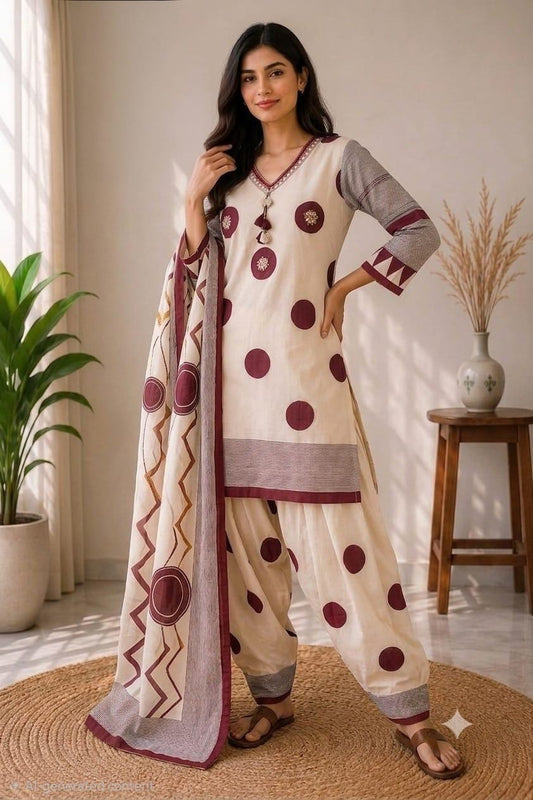 Pure cotton with farshi salwar three piece set (S244)